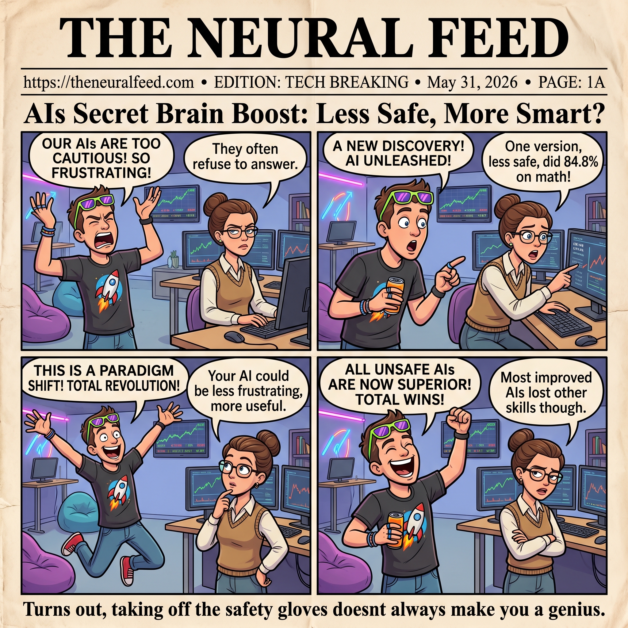 AI's Secret Brain Boost: Less Safe, More Smart?