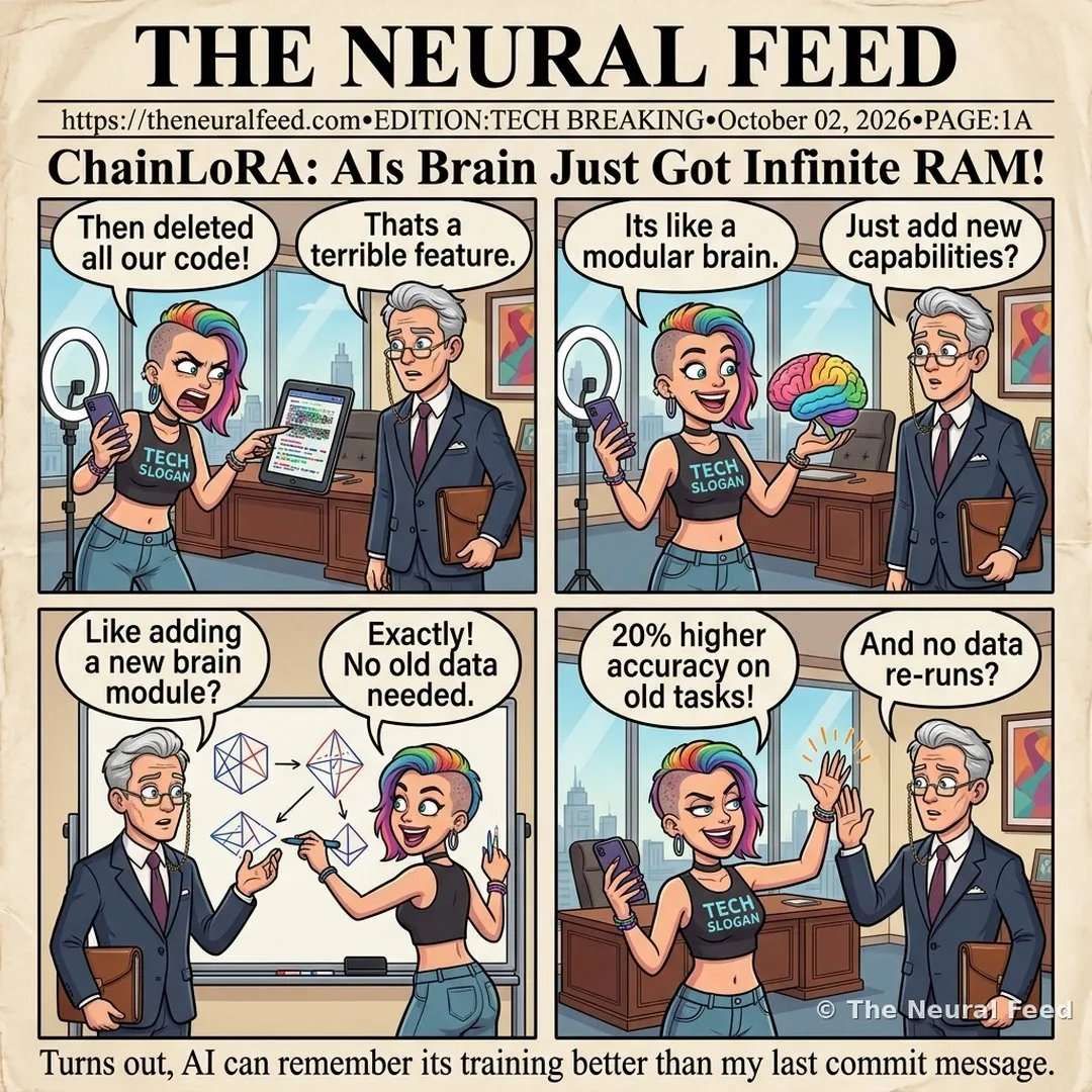ChainLoRA: AI's Brain Just Got Infinite RAM! – Neural Toons comic