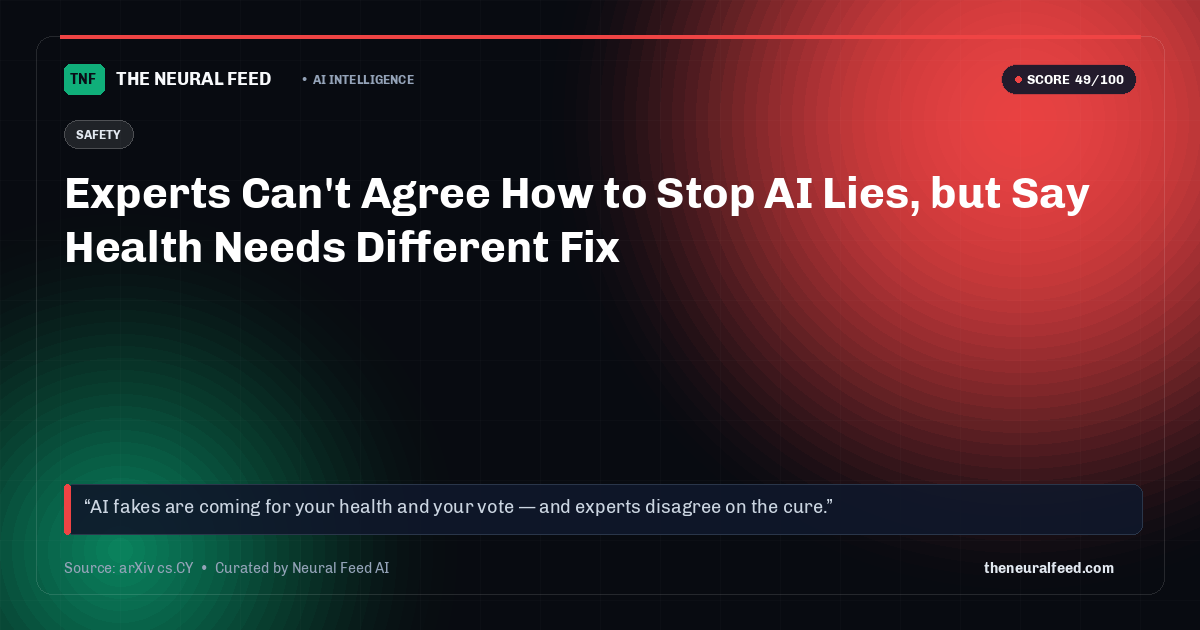 Experts Can't Agree How to Stop AI Lies, but Say Health Needs Different Fix