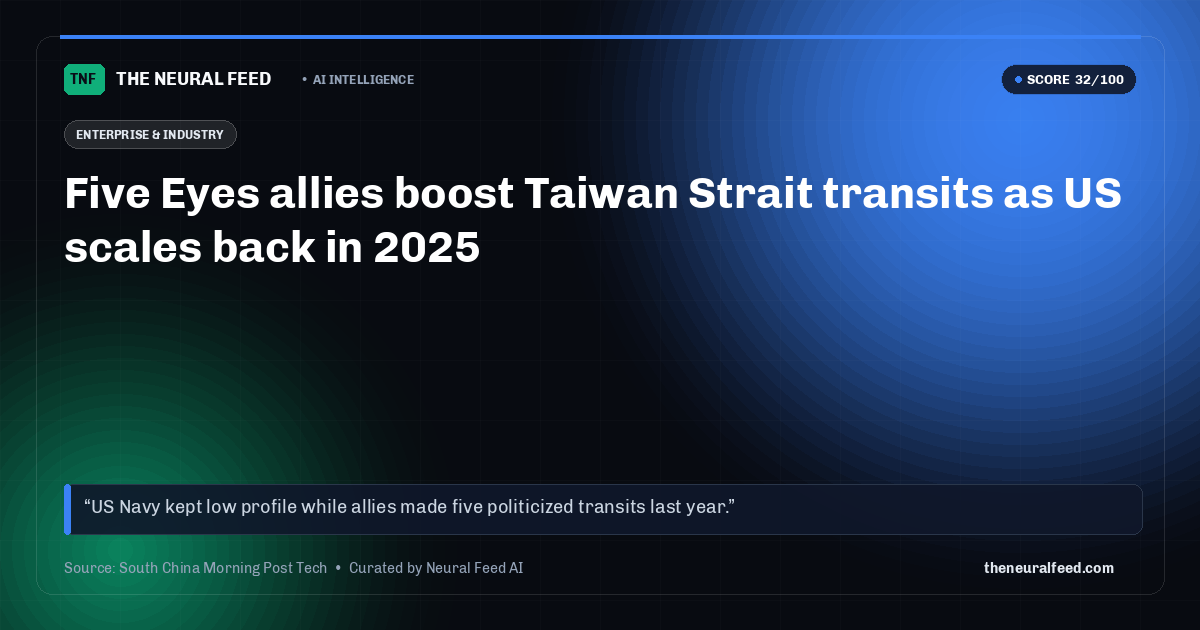 Five Eyes allies boost Taiwan Strait transits as US scales back in 2025