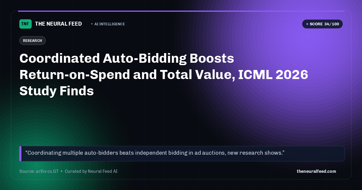 Coordinated Auto-Bidding Boosts Return-on-Spend and Total Value, ICML 2026 Study Finds