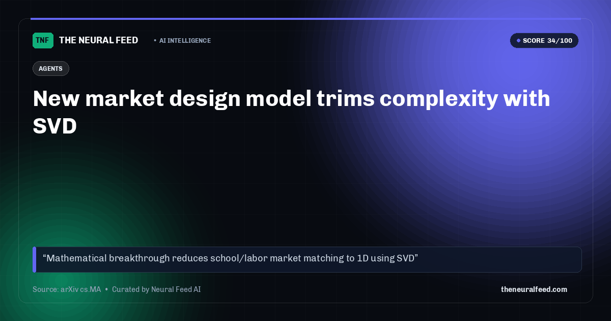 New market design model trims complexity with SVD
