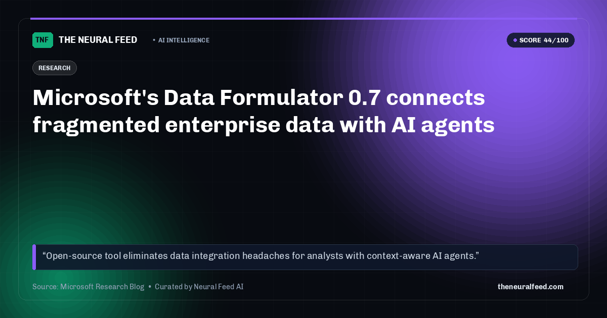 Microsoft's Data Formulator 0.7 connects fragmented enterprise data with AI agents
