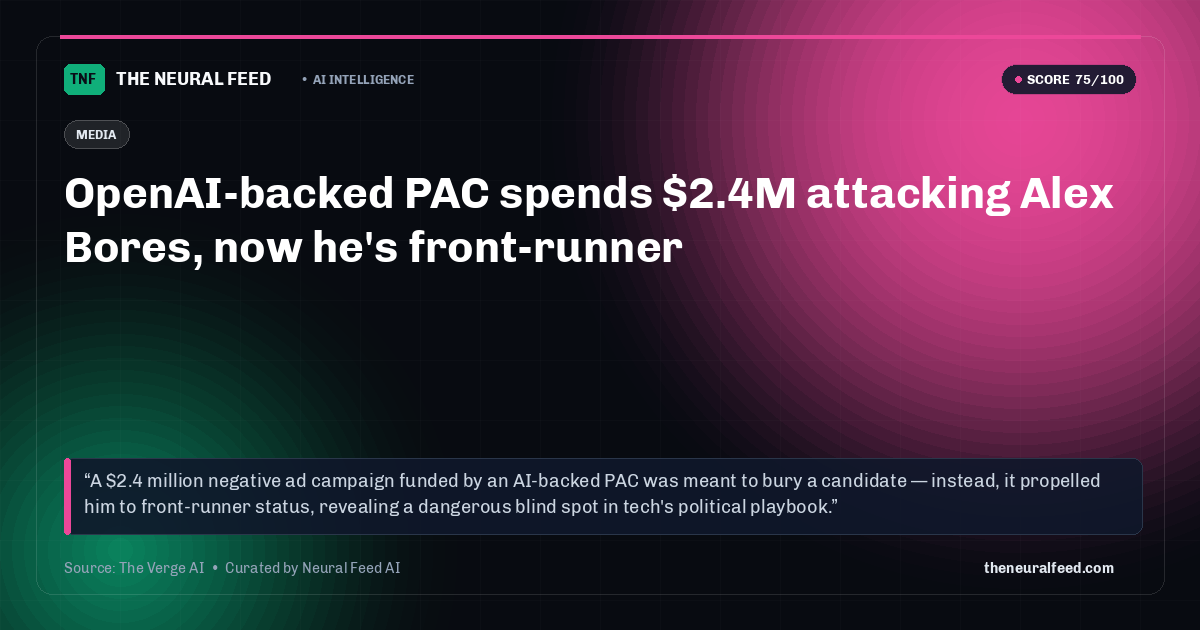 OpenAI-backed PAC spends $2.4M attacking Alex Bores, now he's front-runner