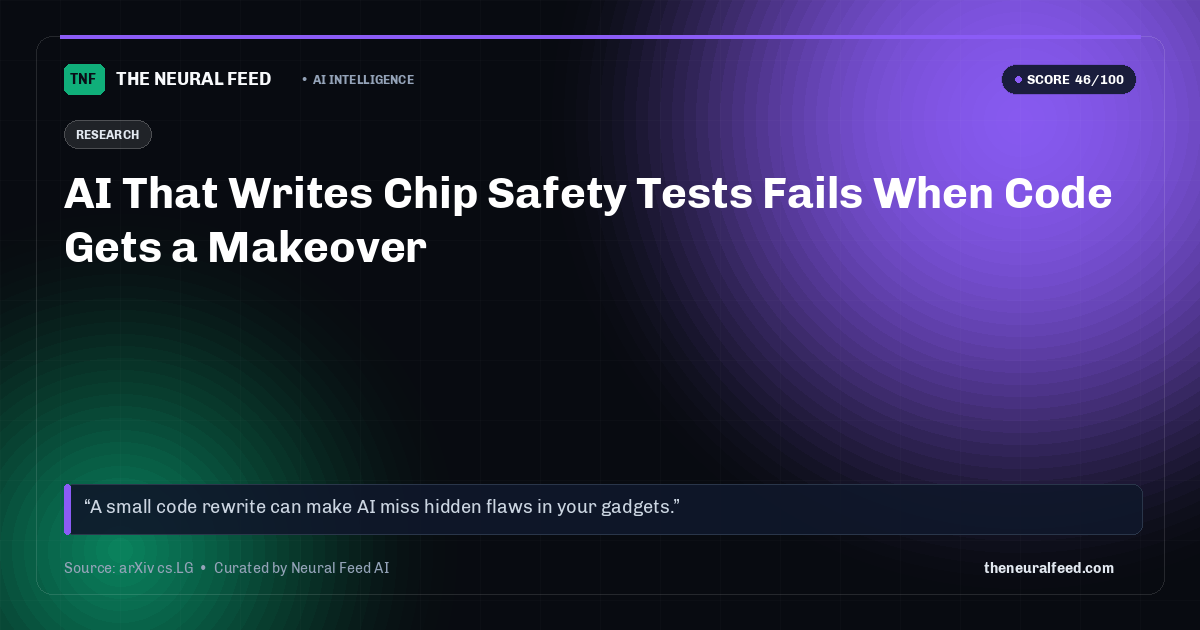 AI That Writes Chip Safety Tests Fails When Code Gets a Makeover