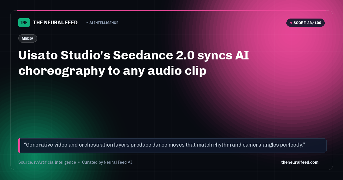 Uisato Studio's Seedance 2.0 syncs AI choreography to any audio clip