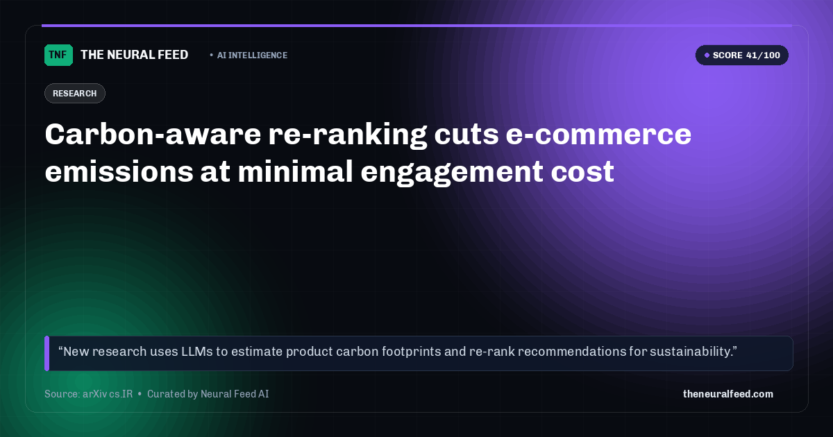 Carbon-aware re-ranking cuts e-commerce emissions at minimal engagement cost