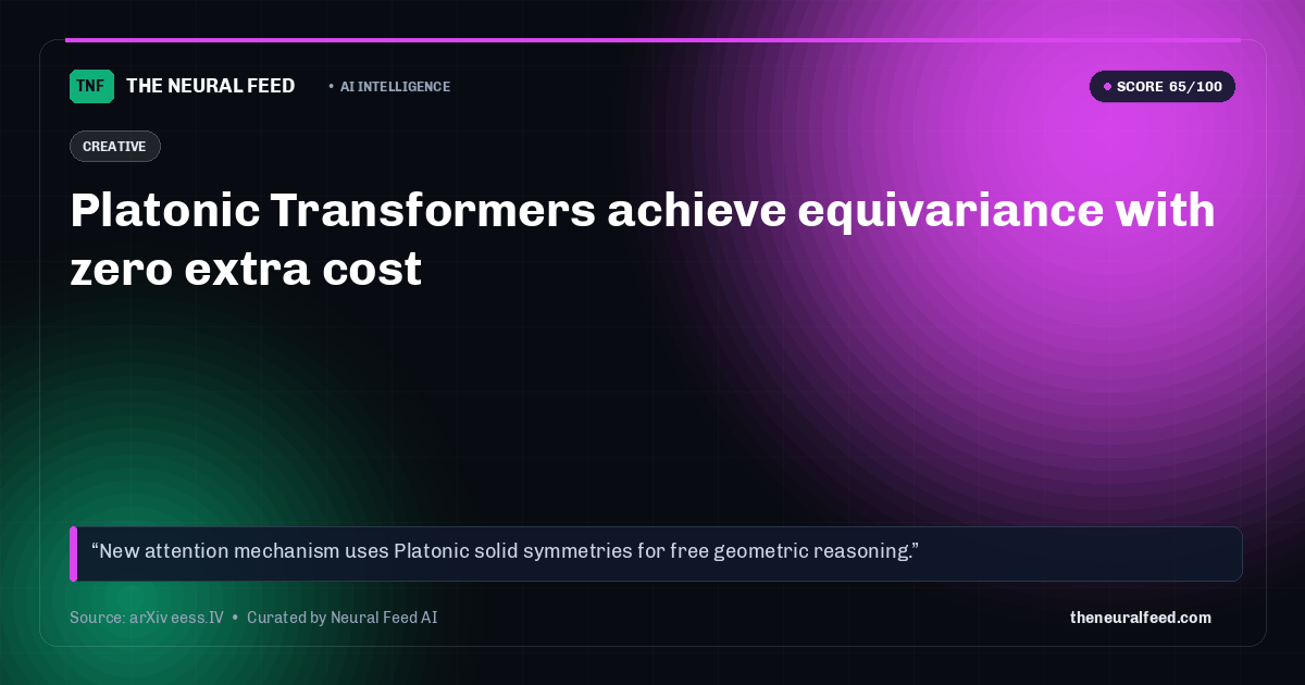 Platonic Transformers achieve equivariance with zero extra cost