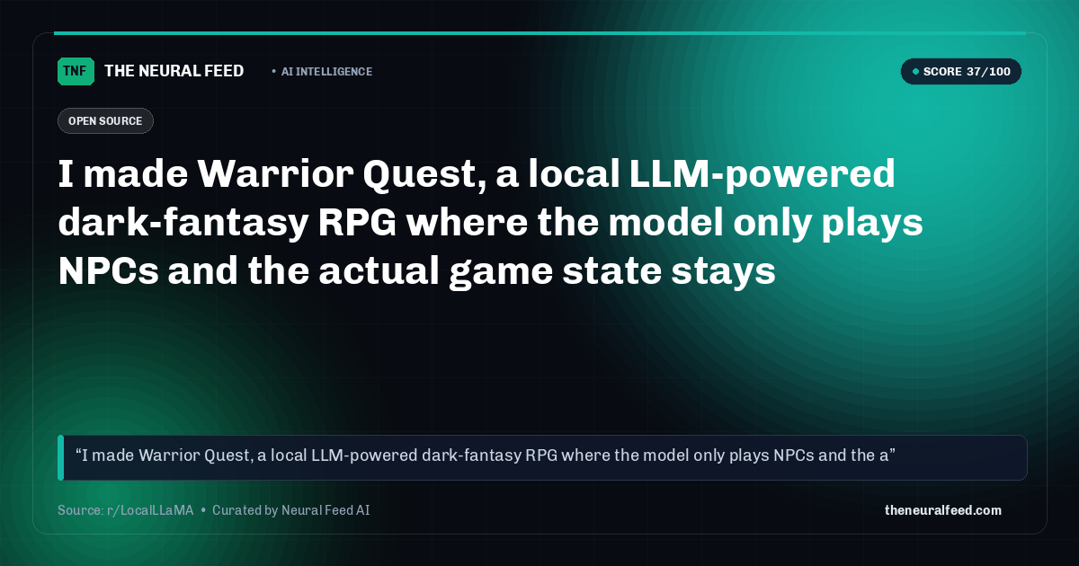 I made Warrior Quest, a local LLM-powered dark-fantasy RPG where the model only plays NPCs and the actual game state stays deterministic