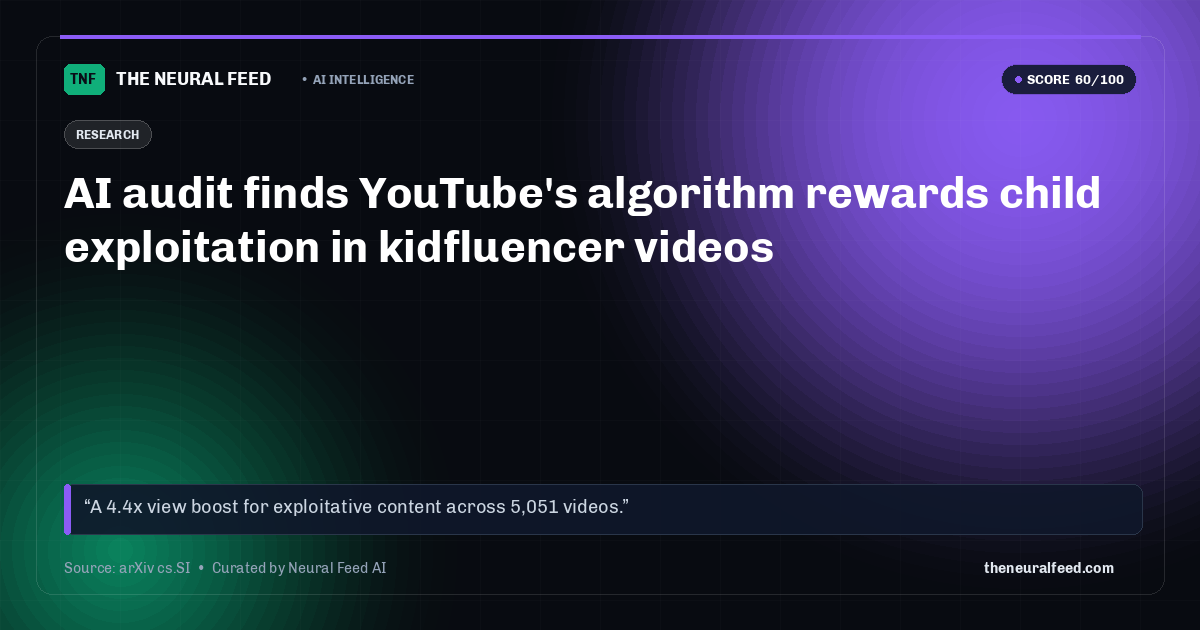 AI audit finds YouTube's algorithm rewards child exploitation in kidfluencer videos