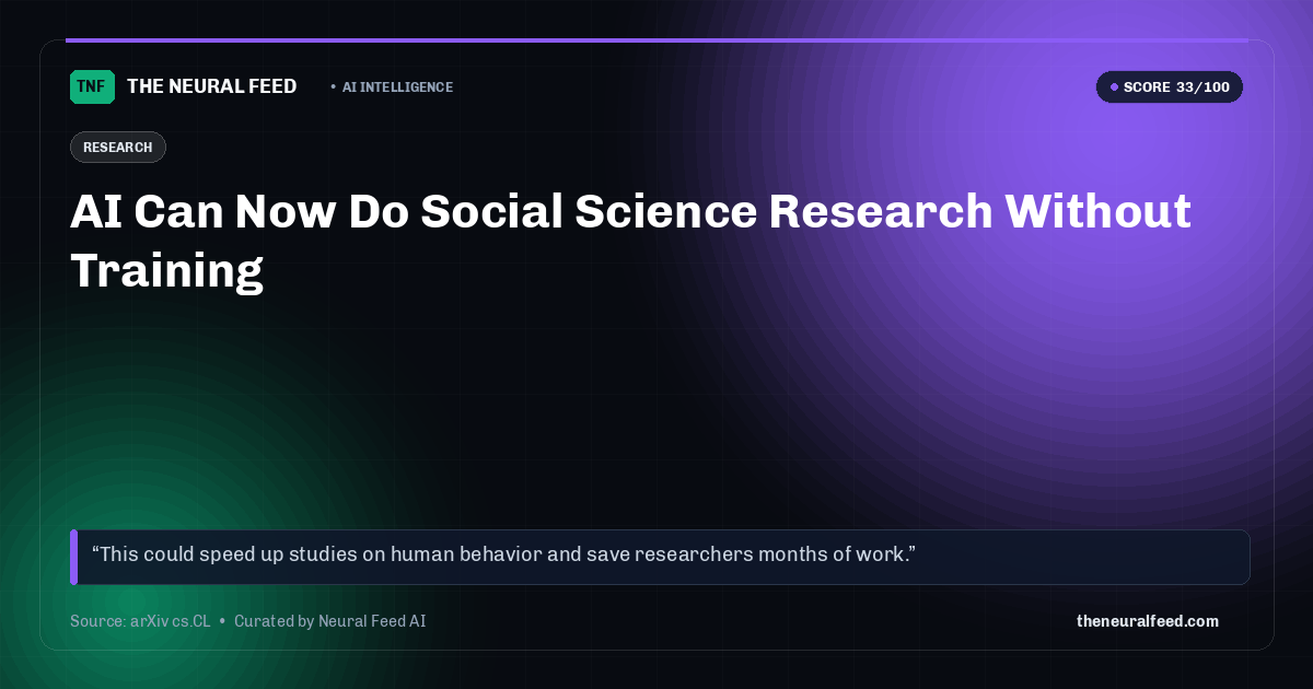 AI Can Now Do Social Science Research Without Training