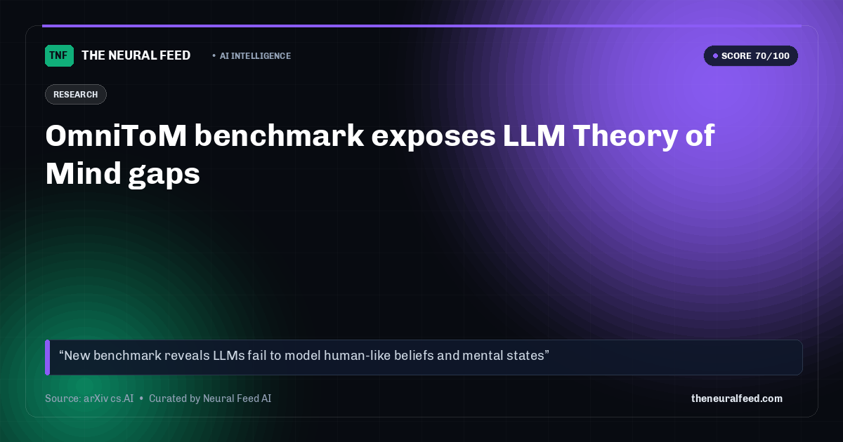 OmniToM benchmark exposes LLM Theory of Mind gaps