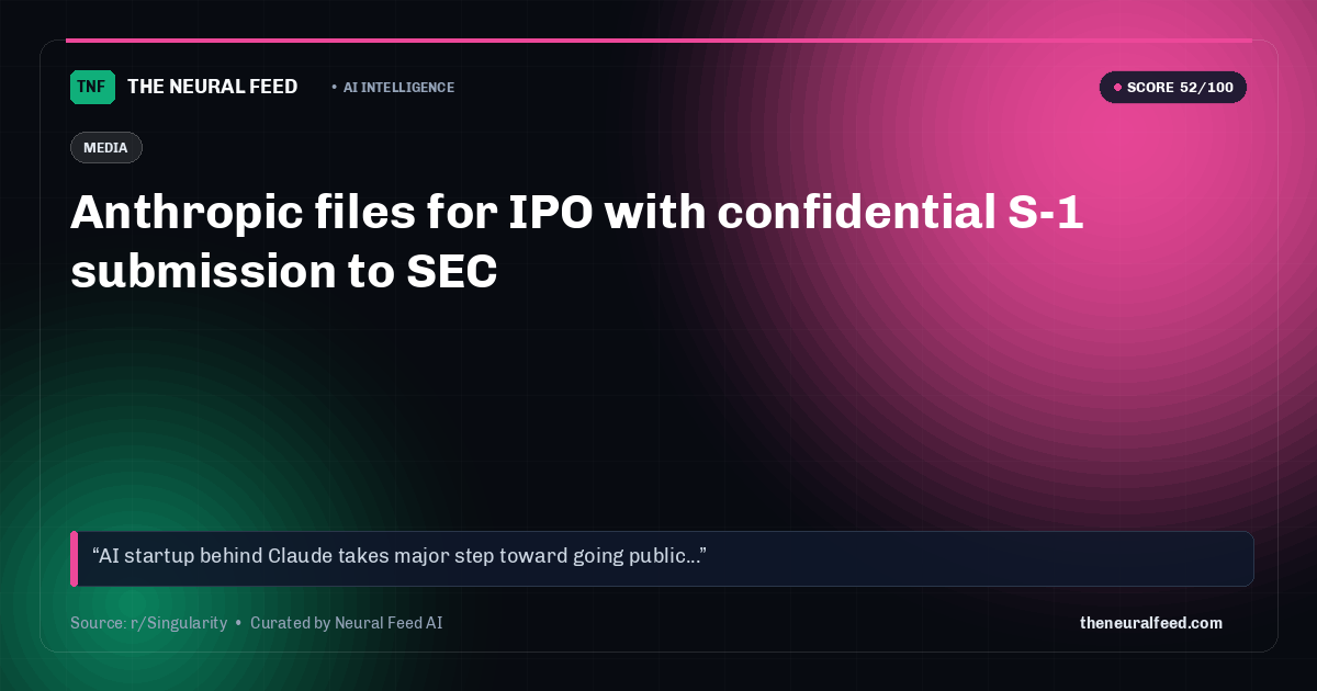 Anthropic files for IPO with confidential S-1 submission to SEC