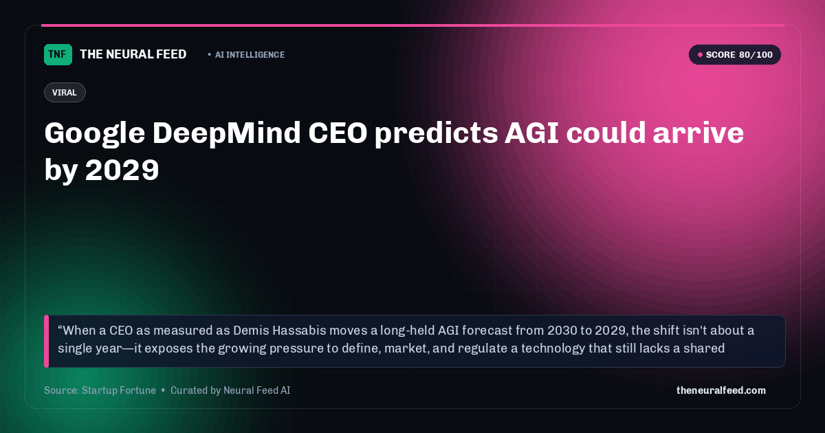 Google DeepMind CEO predicts AGI could arrive by 2029