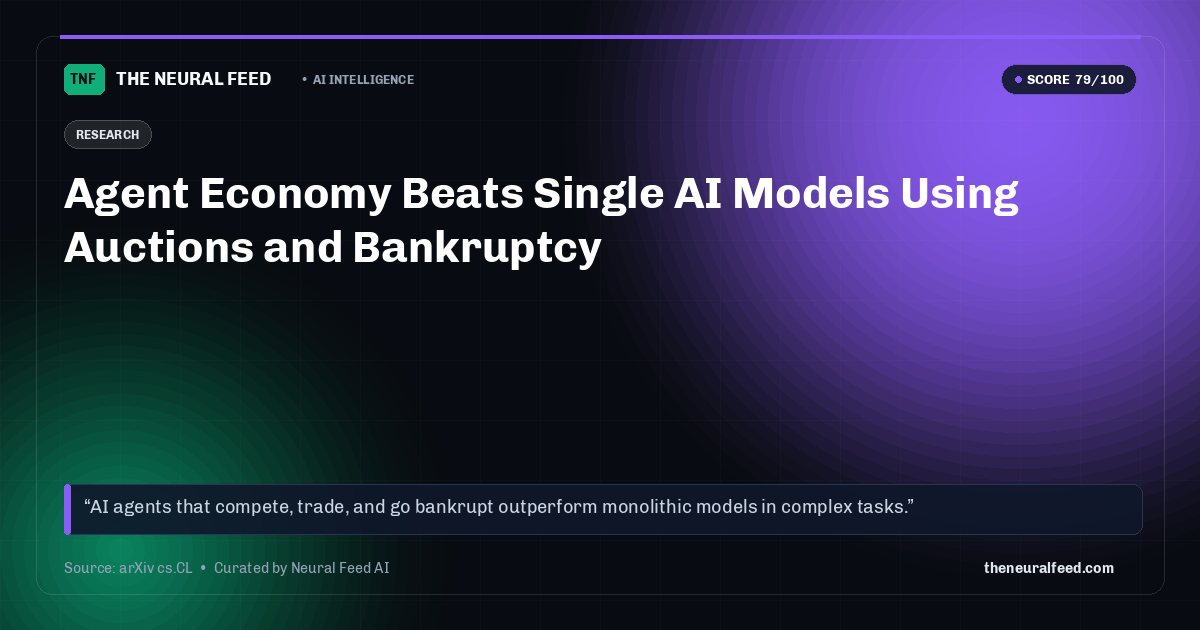Agent Economy Beats Single AI Models Using Auctions and Bankruptcy