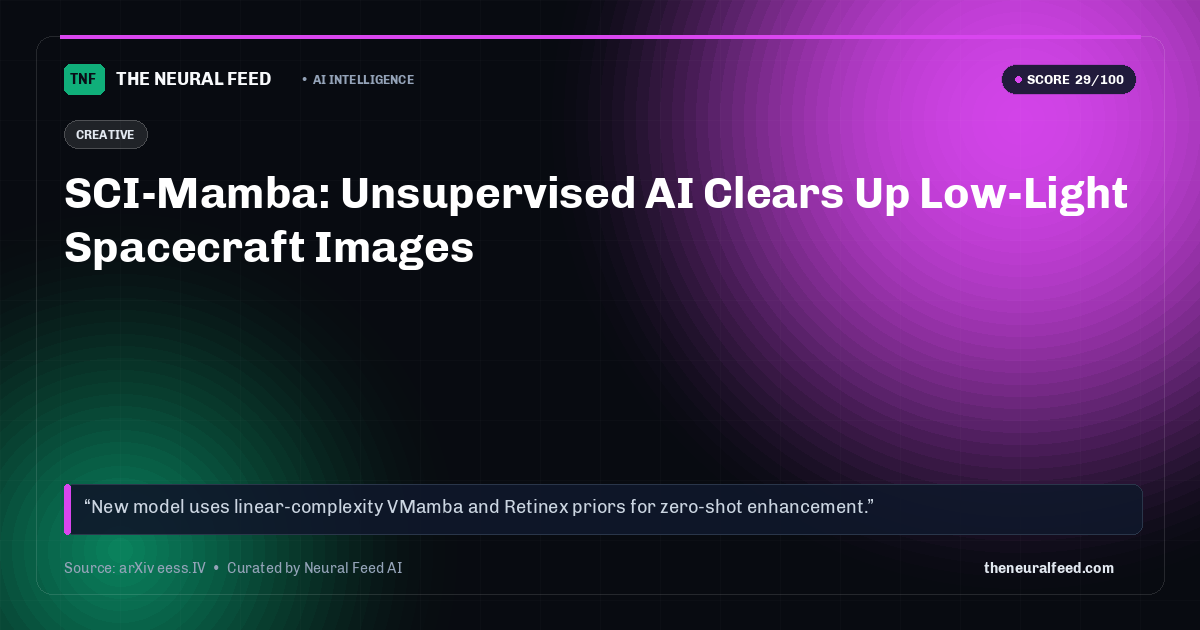 SCI-Mamba: Unsupervised AI Clears Up Low-Light Spacecraft Images