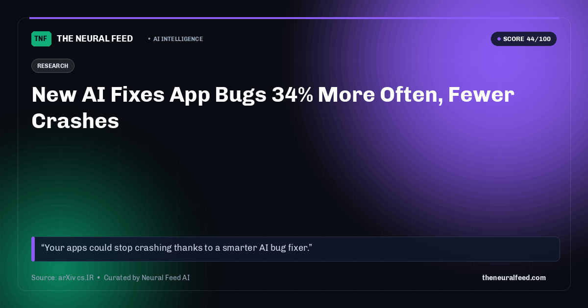 New AI Fixes App Bugs 34% More Often, Fewer Crashes