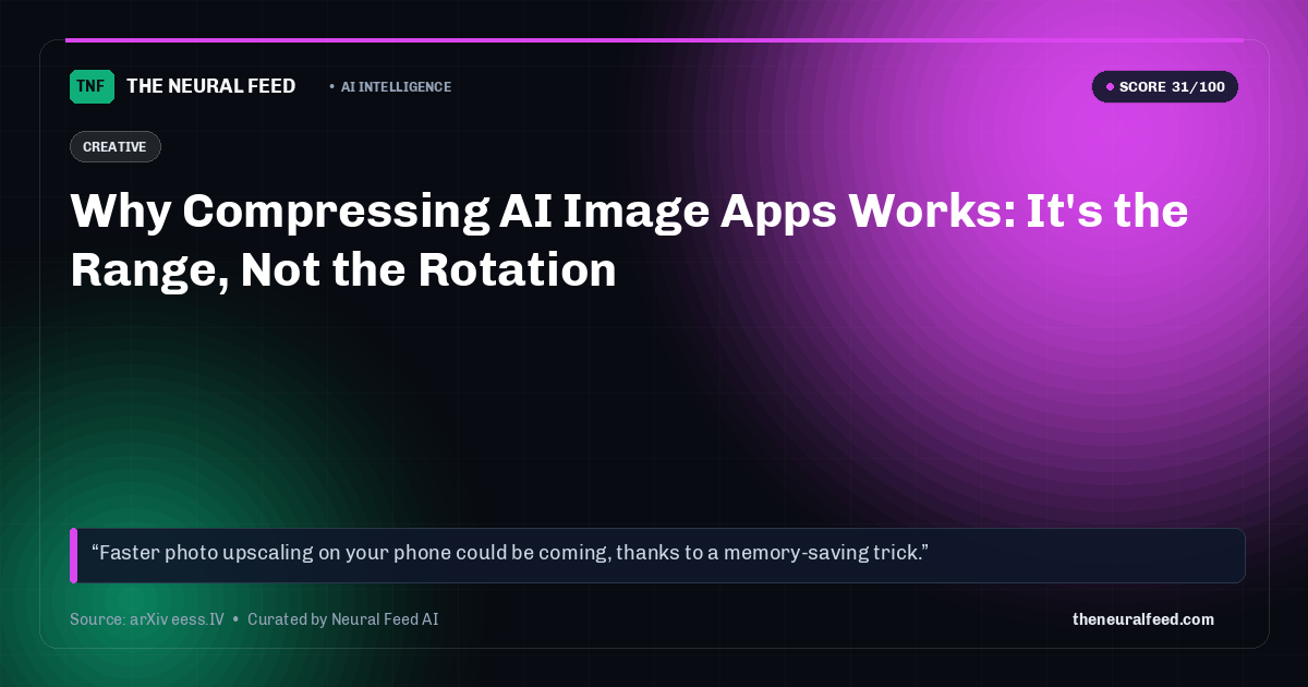 Why Compressing AI Image Apps Works: It's the Range, Not the Rotation