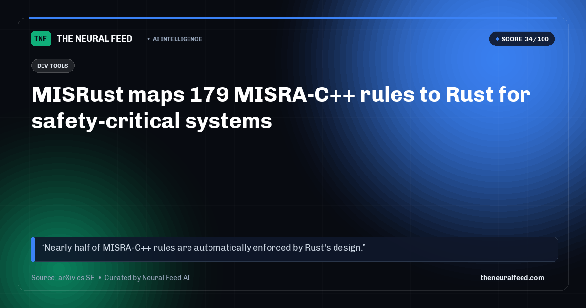 MISRust maps 179 MISRA-C++ rules to Rust for safety-critical systems