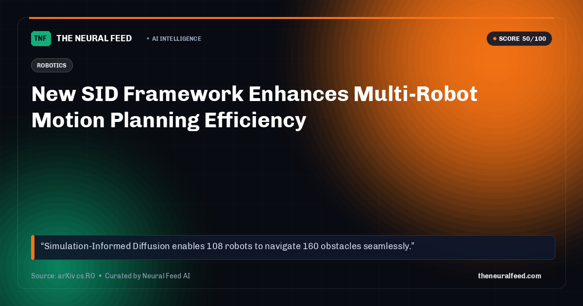 New SID Framework Enhances Multi-Robot Motion Planning Efficiency