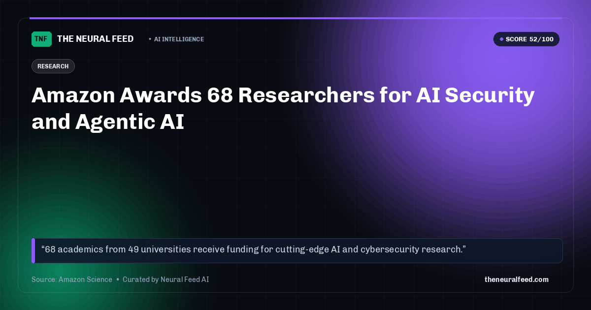 Amazon Awards 68 Researchers for AI Security and Agentic AI
