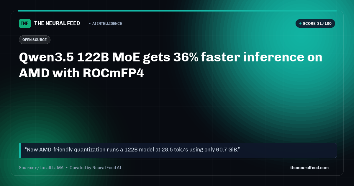 Qwen3.5 122B MoE gets 36% faster inference on AMD with ROCmFP4