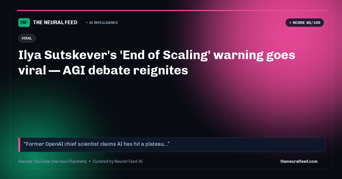 Ilya Sutskever's 'End of Scaling' warning goes viral — AGI debate reignites