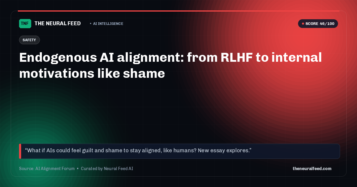 Endogenous AI alignment: from RLHF to internal motivations like shame