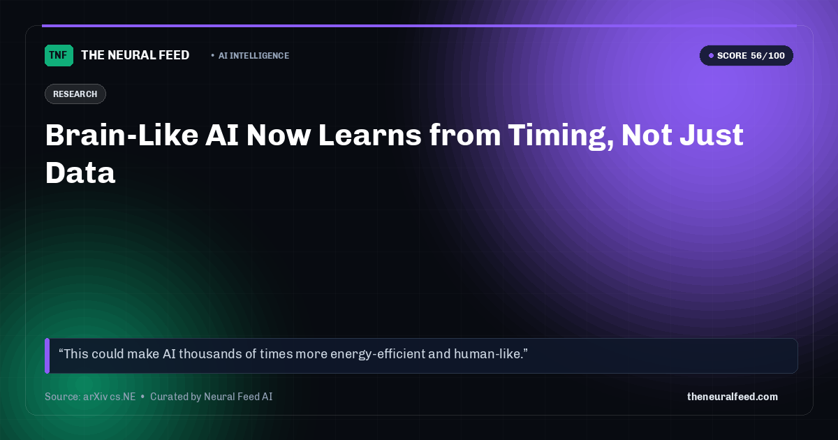 Brain-Like AI Now Learns from Timing, Not Just Data