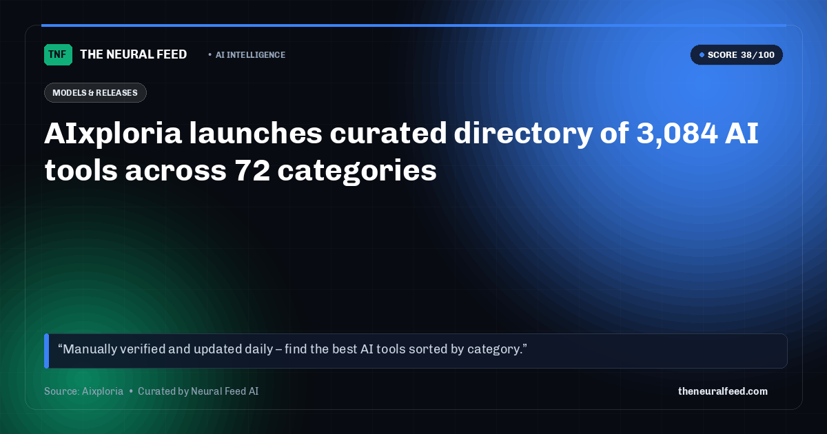 AIxploria launches curated directory of 3,084 AI tools across 72 categories