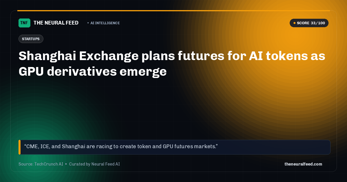 Shanghai Exchange plans futures for AI tokens as GPU derivatives emerge