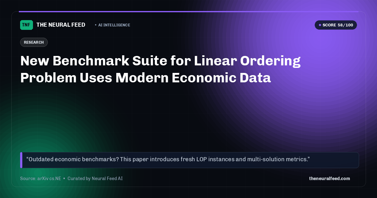 New Benchmark Suite for Linear Ordering Problem Uses Modern Economic Data