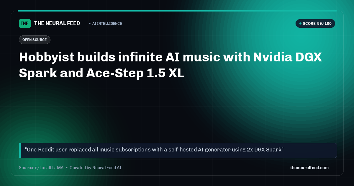 Hobbyist builds infinite AI music with Nvidia DGX Spark and Ace-Step 1.5 XL