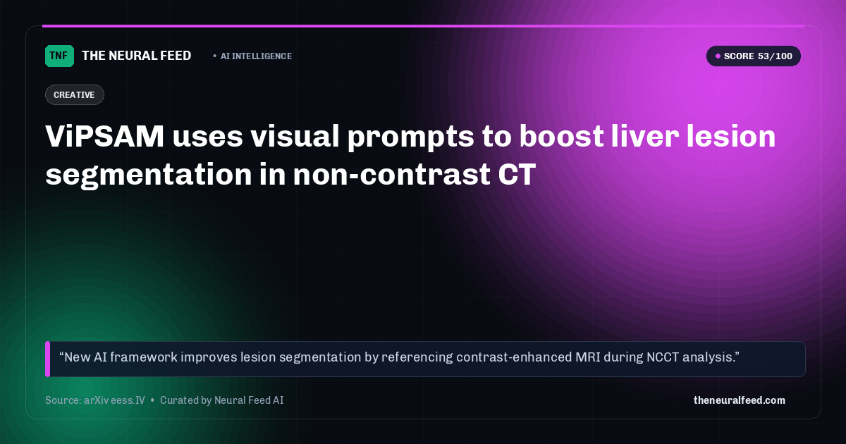ViPSAM uses visual prompts to boost liver lesion segmentation in non-contrast CT