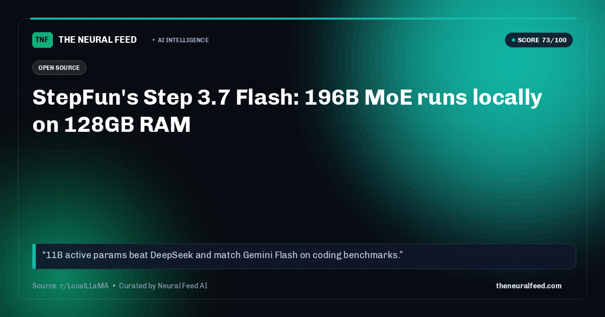 StepFun's Step 3.7 Flash: 196B MoE runs locally on 128GB RAM