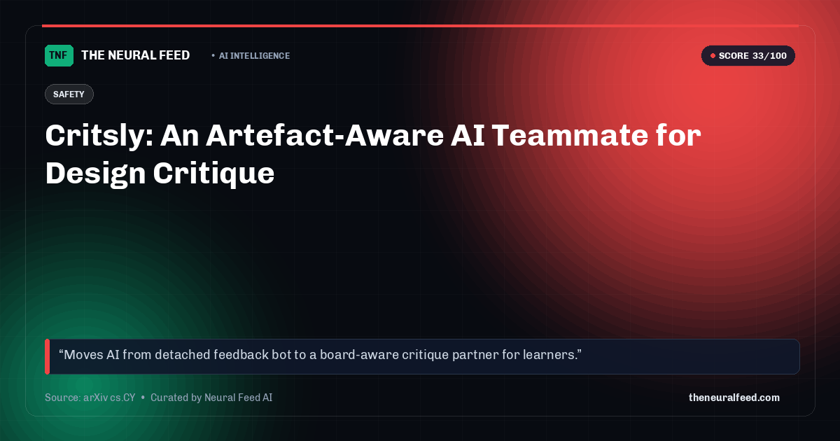 Critsly: An Artefact-Aware AI Teammate for Design Critique