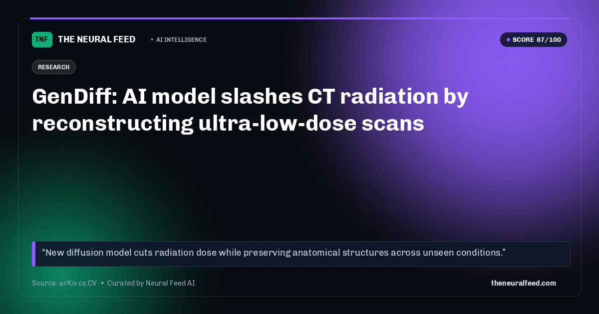 GenDiff: AI model slashes CT radiation by reconstructing ultra-low-dose scans