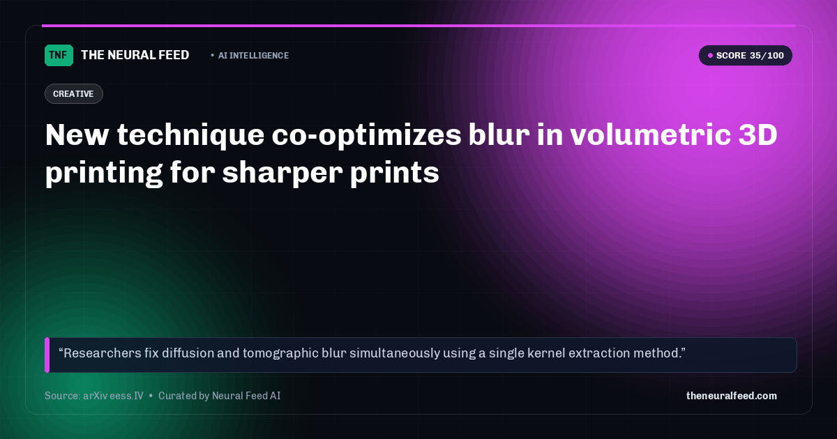 New technique co-optimizes blur in volumetric 3D printing for sharper prints