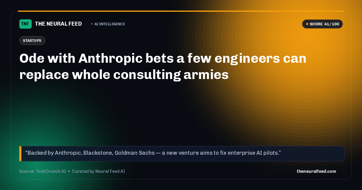 Ode with Anthropic bets a few engineers can replace whole consulting armies