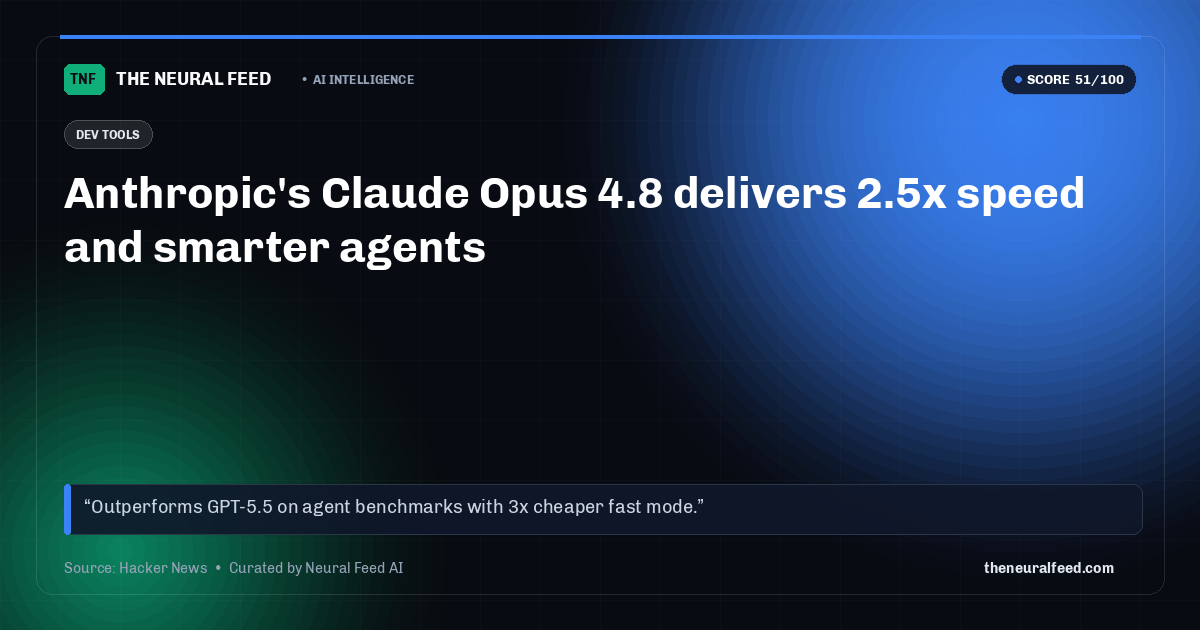 Anthropic's Claude Opus 4.8 delivers 2.5x speed and smarter agents