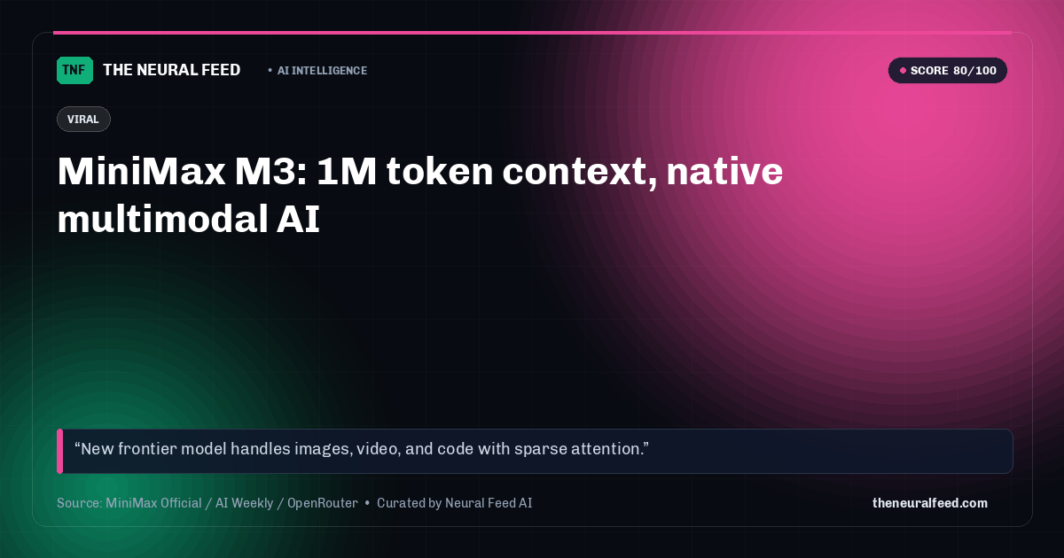 MiniMax M3: 1M token context, native multimodal AI