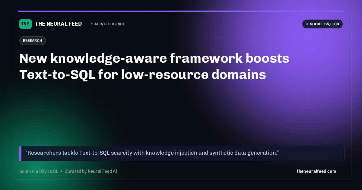 New knowledge-aware framework boosts Text-to-SQL for low-resource domains