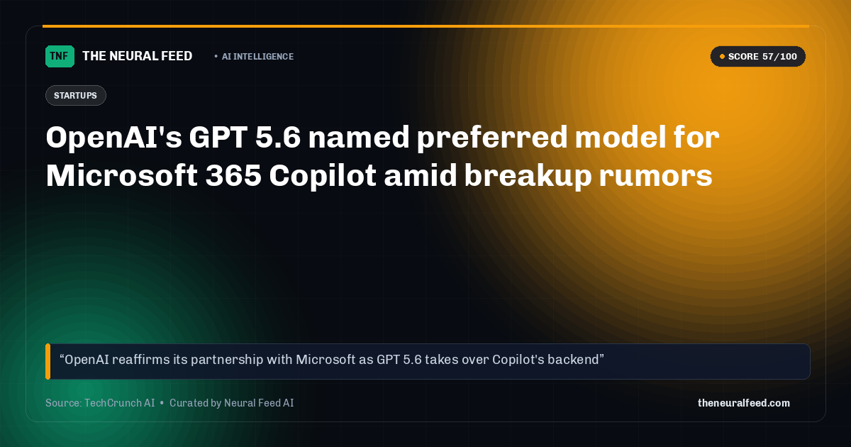 OpenAI's GPT 5.6 named preferred model for Microsoft 365 Copilot amid breakup rumors