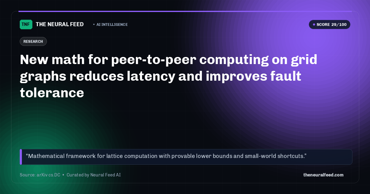 New math for peer-to-peer computing on grid graphs reduces latency and improves fault tolerance