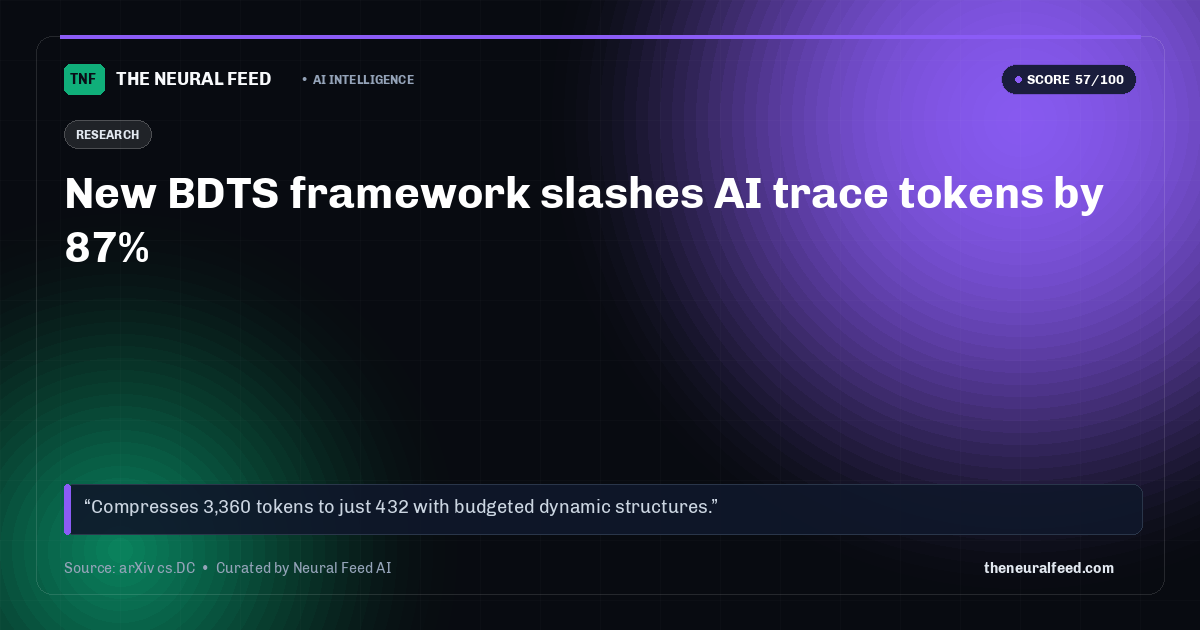 New BDTS framework slashes AI trace tokens by 87%