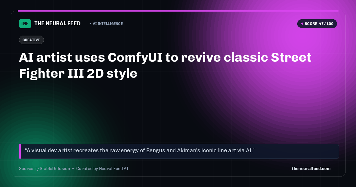 AI artist uses ComfyUI to revive classic Street Fighter III 2D style