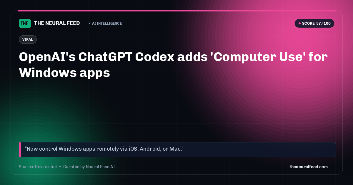 OpenAI's ChatGPT Codex adds 'Computer Use' for Windows apps