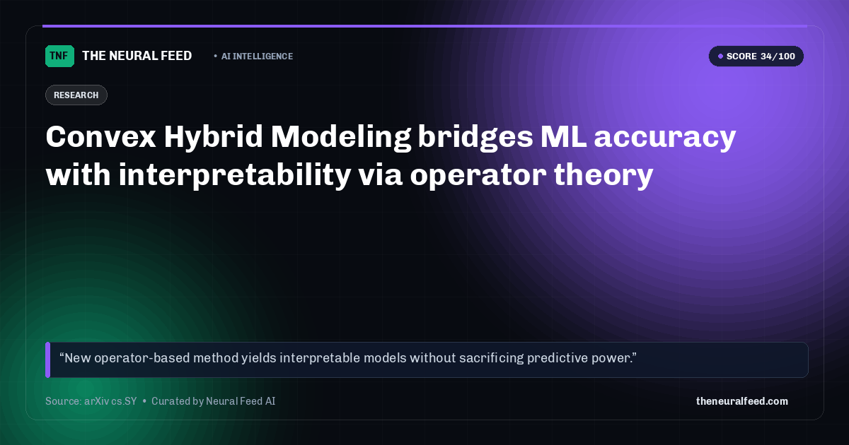 Convex Hybrid Modeling bridges ML accuracy with interpretability via operator theory