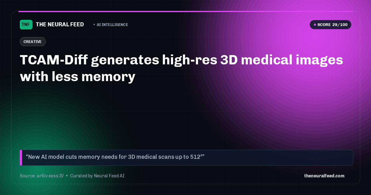 TCAM-Diff generates high-res 3D medical images with less memory
