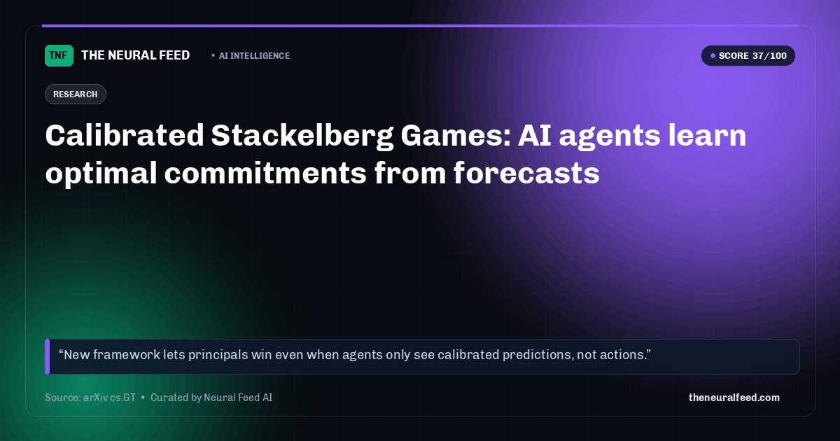 Calibrated Stackelberg Games: AI agents learn optimal commitments from forecasts